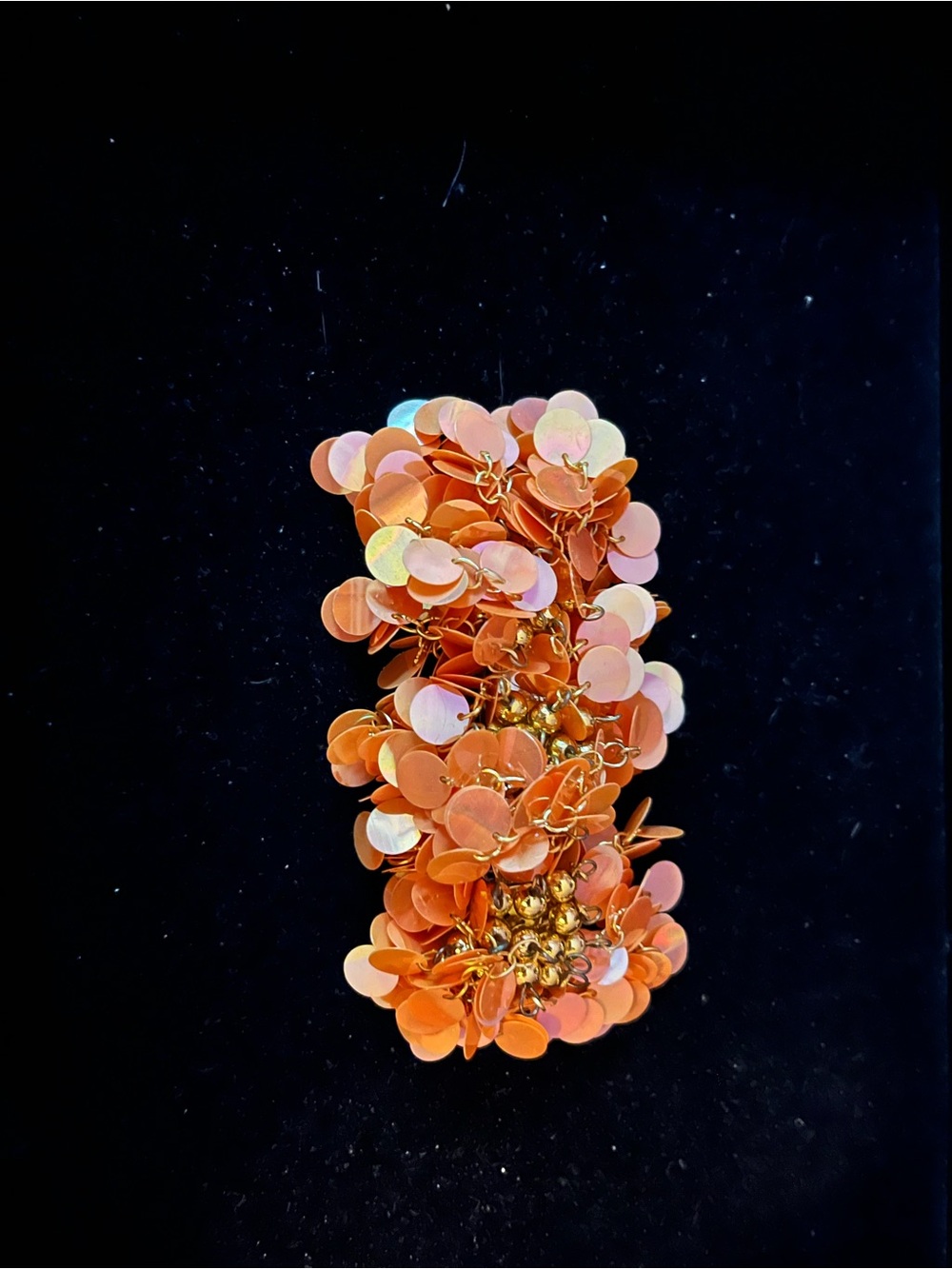 Orange Sequined Cluster Barrette